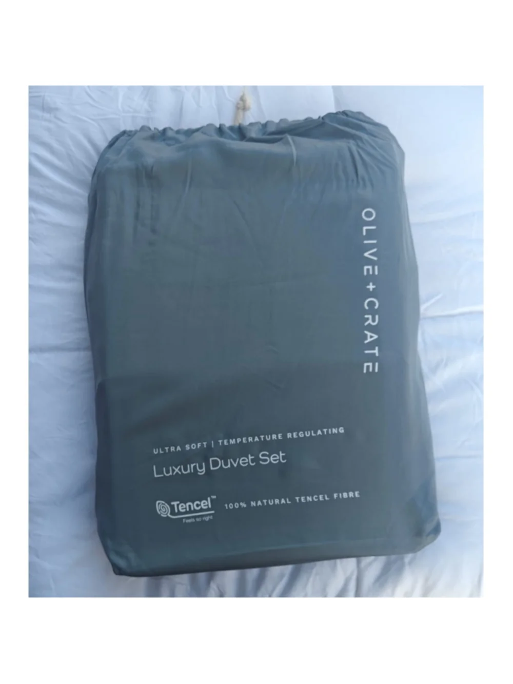 OliveCrate CALI KING Luxury Duvet Cover Set - Basalt Blue TENCEL Soft Bedding